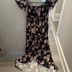 J for Justify Black and Pink Floral Maxi Dress